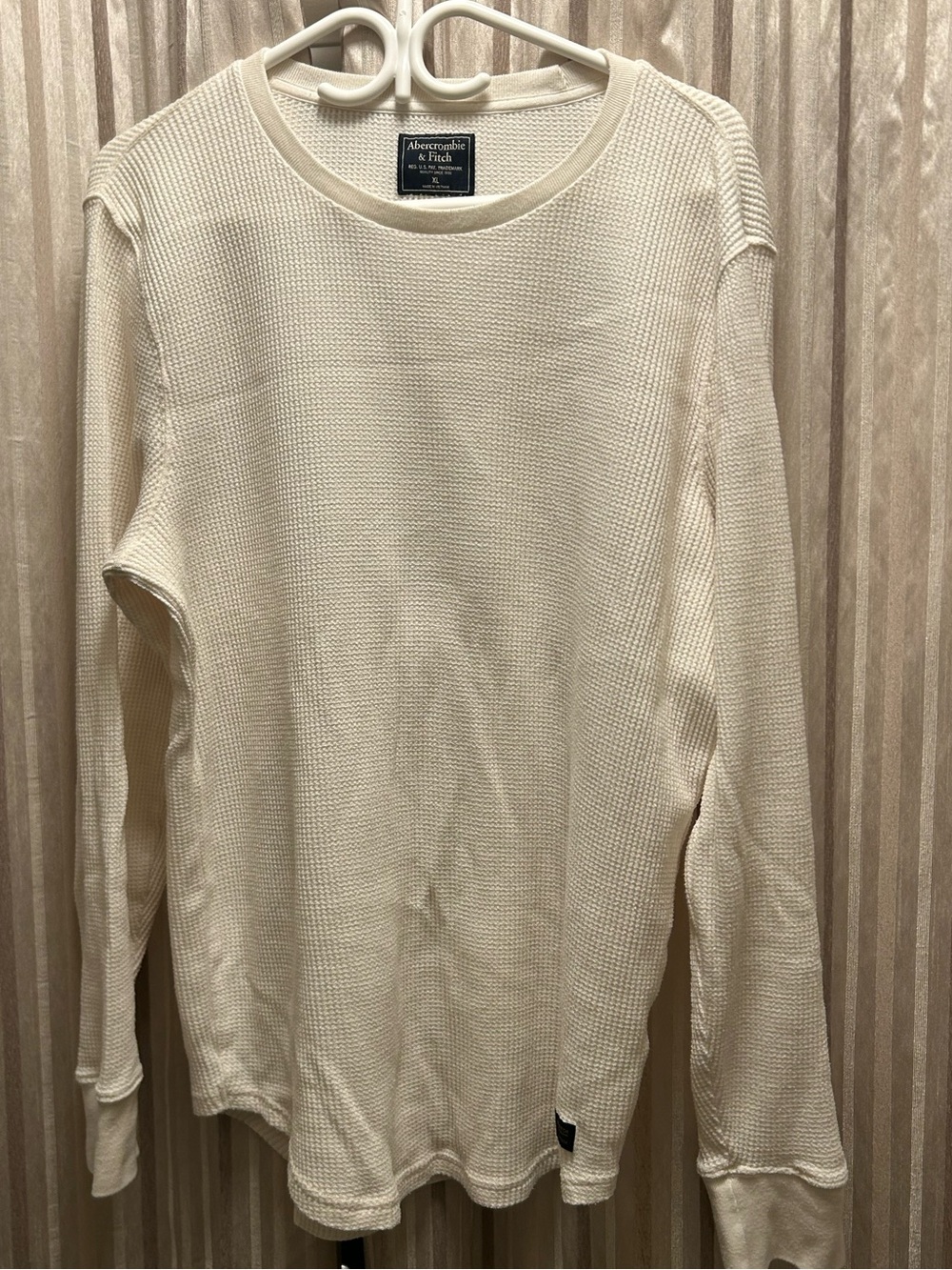 Abercrombie & Fitch Men's Cream Waffle-Knit Sweater, Size XL